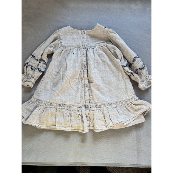 Zara Girls Sz 4-5 Embroidered Peasant Boho Prairie Dress Soft Puff Sleeve Flowy - Picture 7 of 10